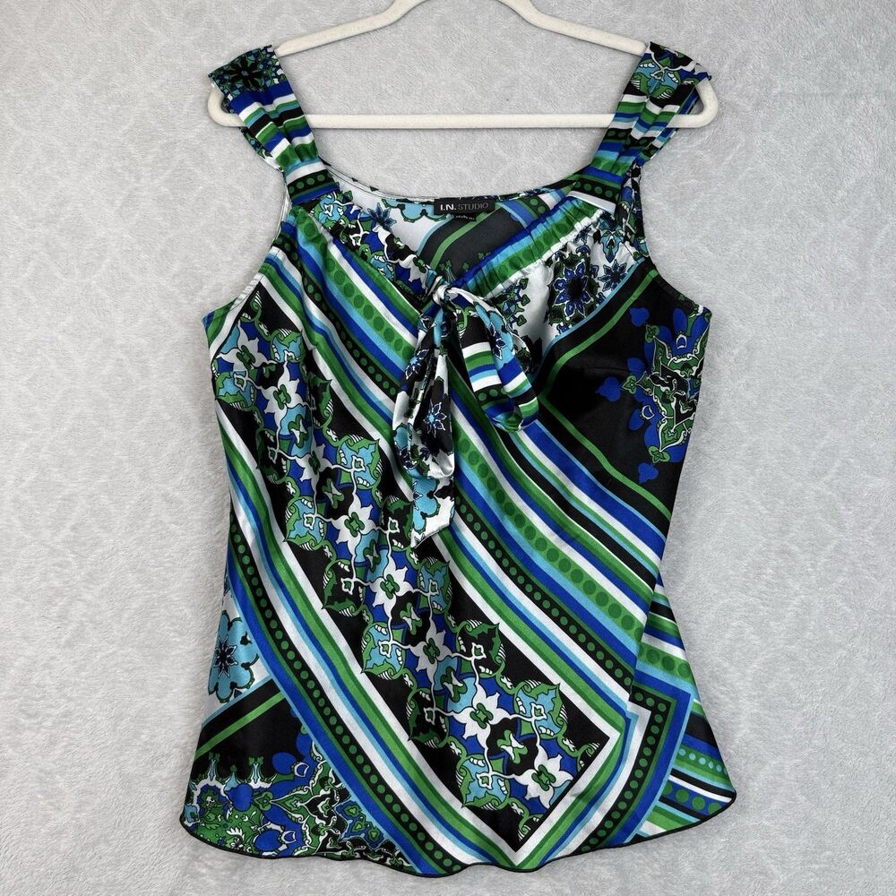 Vtg IN Studio Cami Top Womens Large Fairy Coquette Boho Party Silky Y2K 2000s